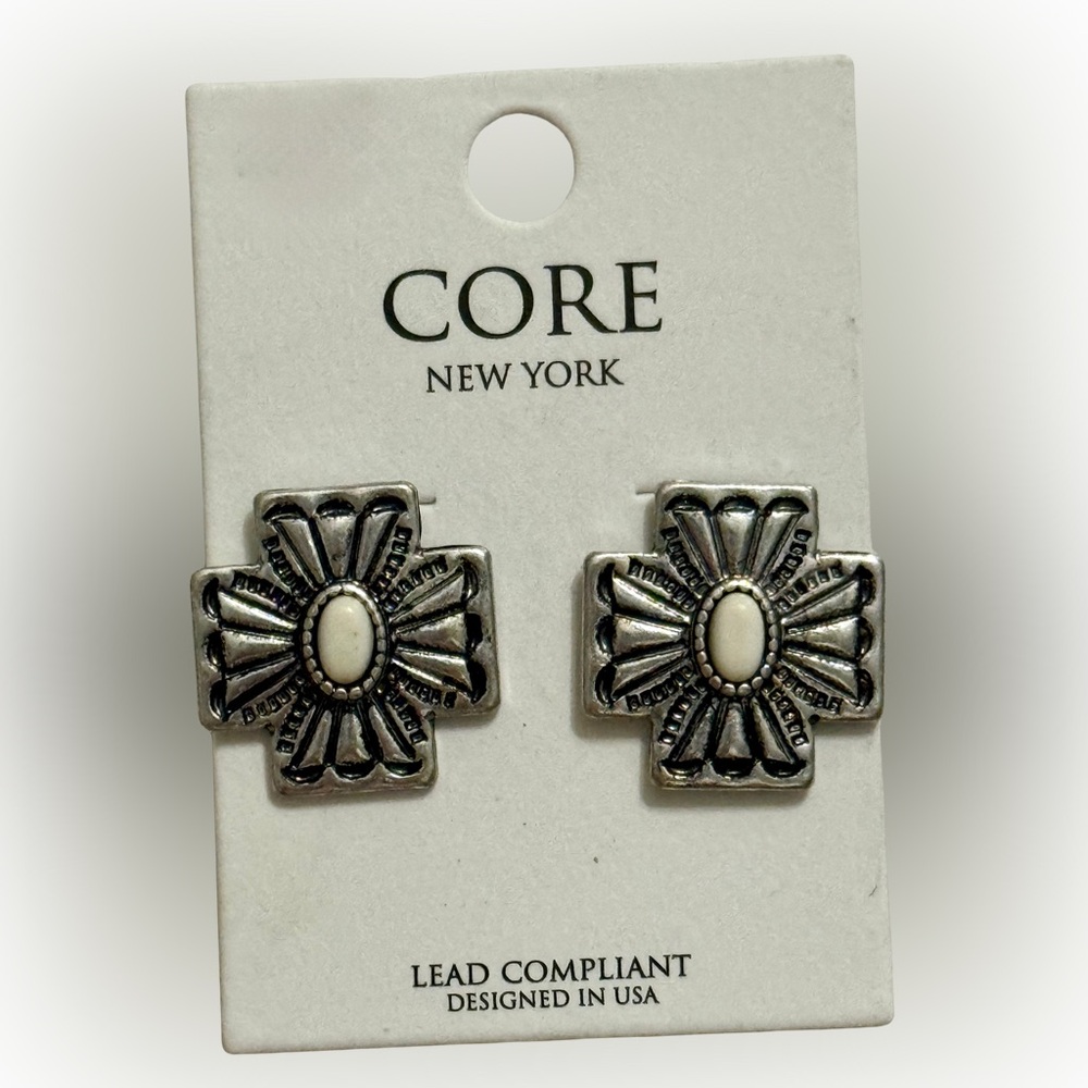 Core New York Silver Earrings Western Style